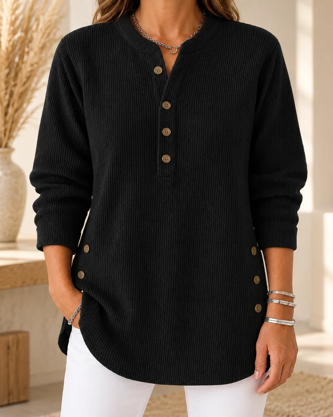 Nives | Tunique Henley boutonnée